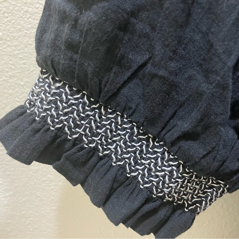 Lucky Brand Black Blouse with White Embroidery - Picture 5 of 13